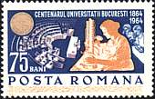 Romania, 1964. Centenary of Bucharest University. Students inlaboratory and auditorium. Sc. 1688.